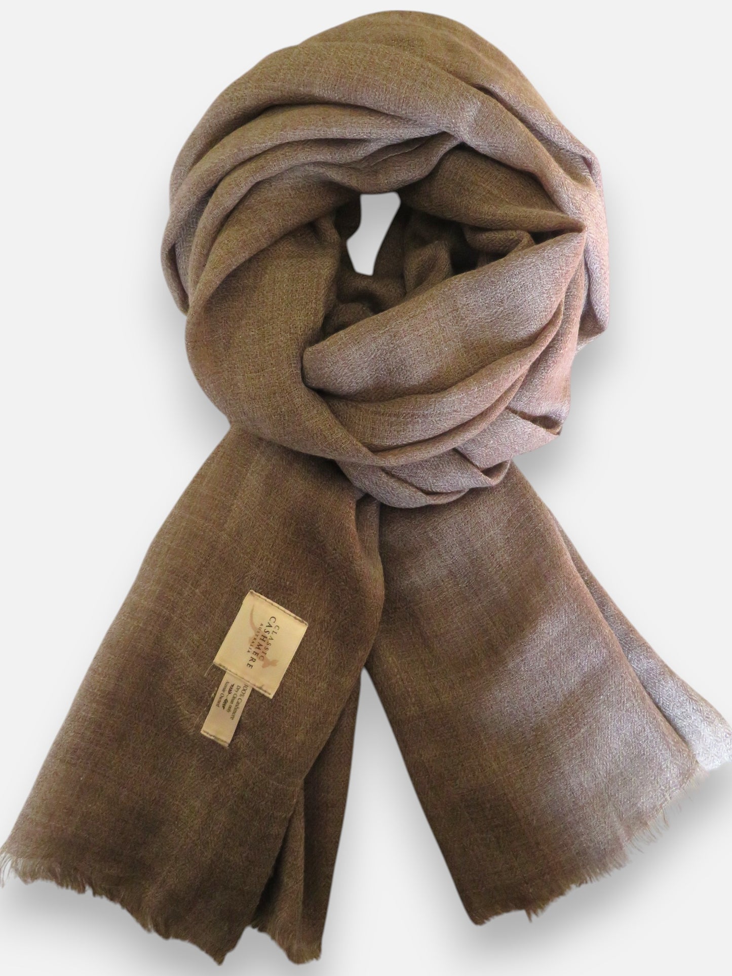 Women’s Chambray Rustic Coffee Cashmere Scarf – 100% Pure & Luxuriously Soft