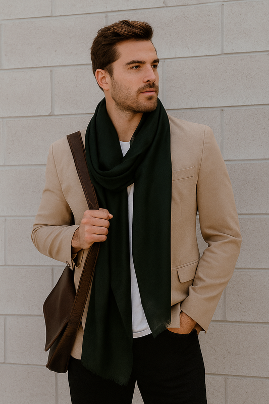 Men’s Emerald Green Cashmere Scarf – 100% Pure & Luxuriously Soft