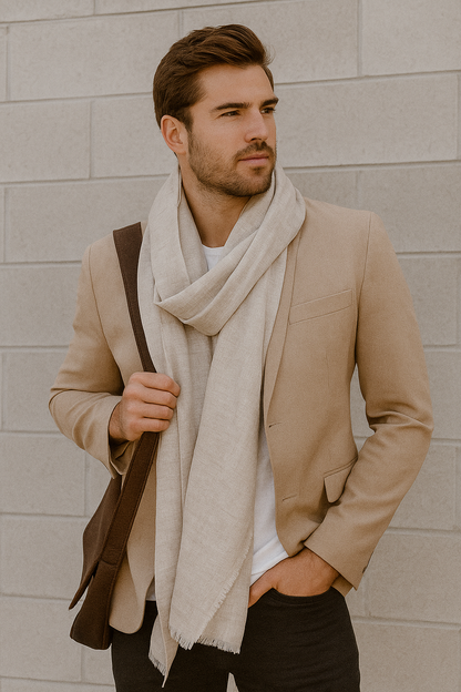 Men’s Ash Grey Cashmere Scarf – 100% Pure & Luxuriously Soft