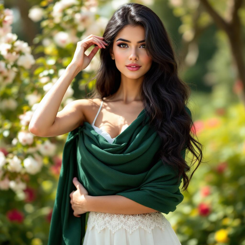 Emerald Green Pure Cashmere Lightweight  Shawl