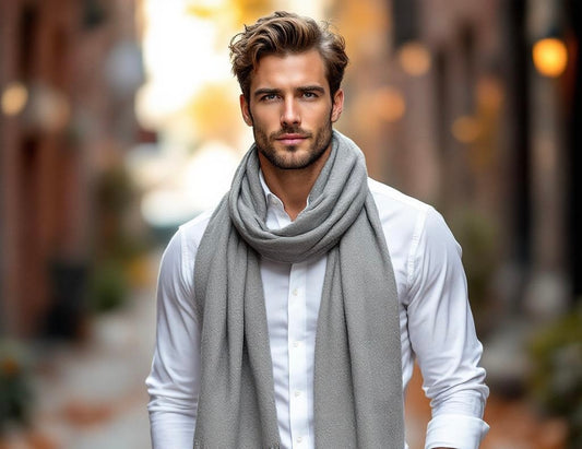 Men’s Ash Grey Cashmere Scarf – 100% Pure & Luxuriously Soft