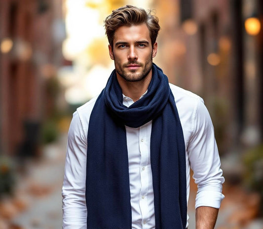 Men’s Navy Blue Cashmere Scarf – 100% Pure & Luxuriously Soft