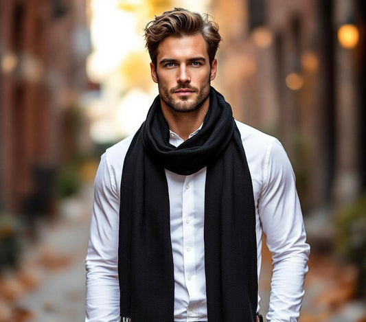 Men’s Black Cashmere Scarf – 100% Pure & Luxuriously Soft