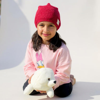 Kids Red Cashmere Beanie – Soft & Warm Winter Hat