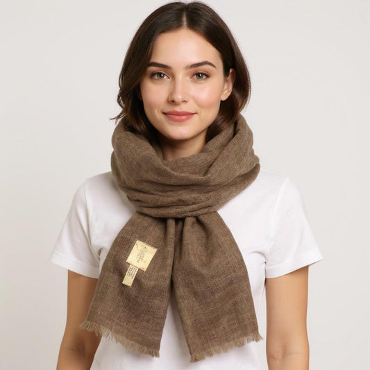 Women’s Chambray Rustic Coffee Cashmere Scarf – 100% Pure & Luxuriously Soft