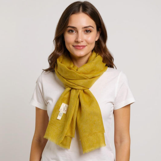 Women’s Mustard Yellow Cashmere Scarf – 100% Pure & Luxuriously Soft