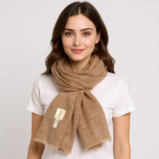 Women’s Tan Cashmere Scarf – 100% Pure & Luxuriously Soft