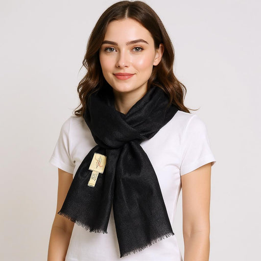 Women’s Black Cashmere Scarf – 100% Pure & Luxuriously Soft