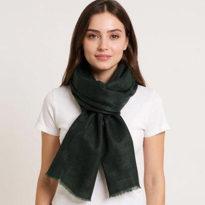 Women’s Dark Emerald Green Cashmere Scarf – 100% Pure & Luxuriously Soft