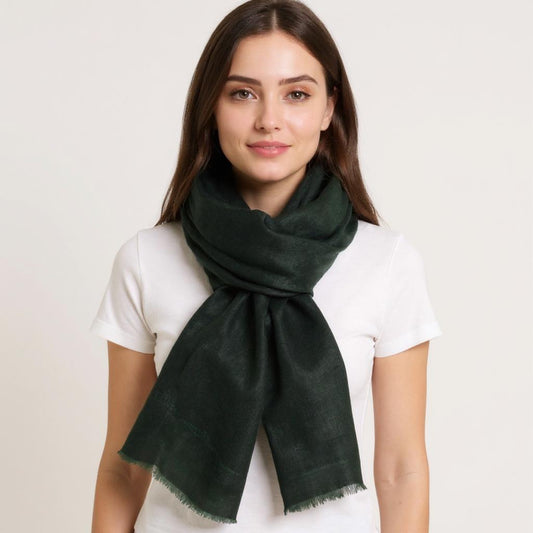 Women’s Dark Emerald Green Cashmere Scarf – 100% Pure & Luxuriously Soft