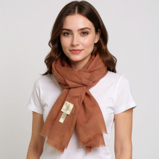 Women’s Earthy Brown Cashmere Scarf – 100% Pure & Luxuriously Soft
