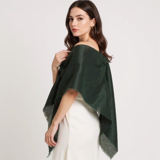 Emerald Green Pure Cashmere Lightweight  Shawl