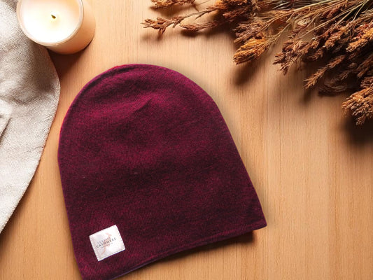 Kids Maroon Cashmere Beanie – Soft & Warm Winter Hat