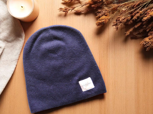 Kids Navy Blue Cashmere Beanie – Soft & Warm Winter Hat