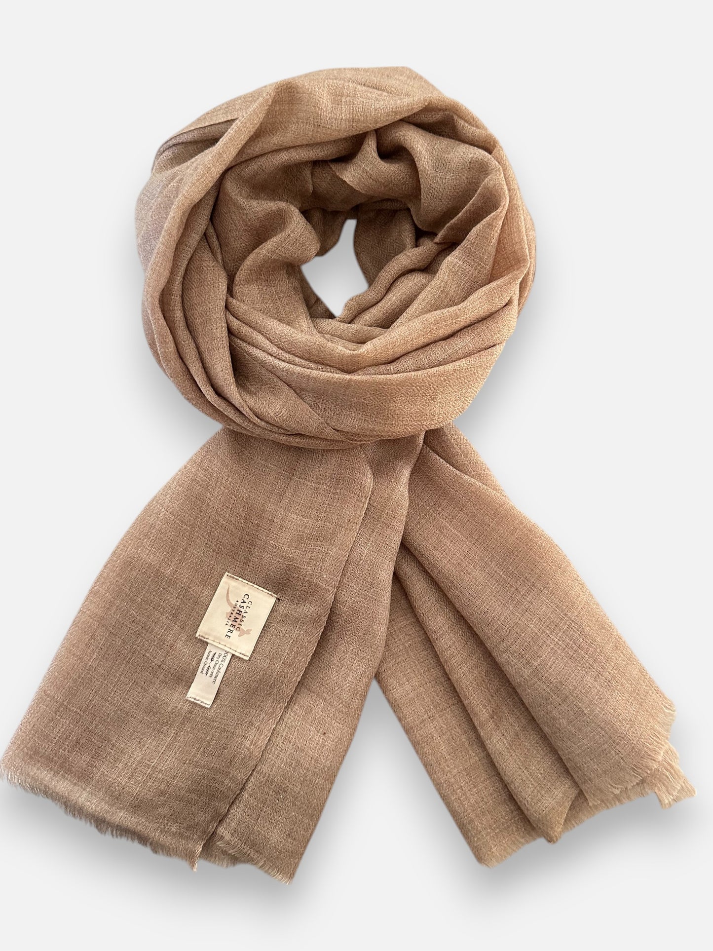 Women’s Tan Cashmere Scarf – 100% Pure & Luxuriously Soft